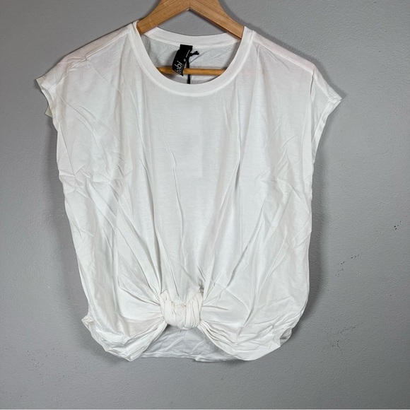 bobi Tops - Bobi Crewneck Cap Sleeve Knot Hem Cropped Tee Women’s Size S